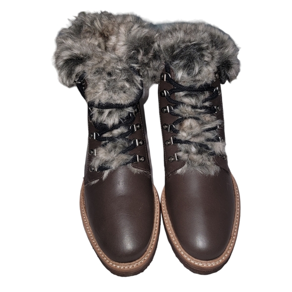 Botkier Winter Leather Lace Up Boots with Faux Fur - Picture 11 of 16